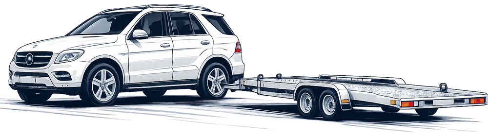 Mercedes ML autószállító trailerrel